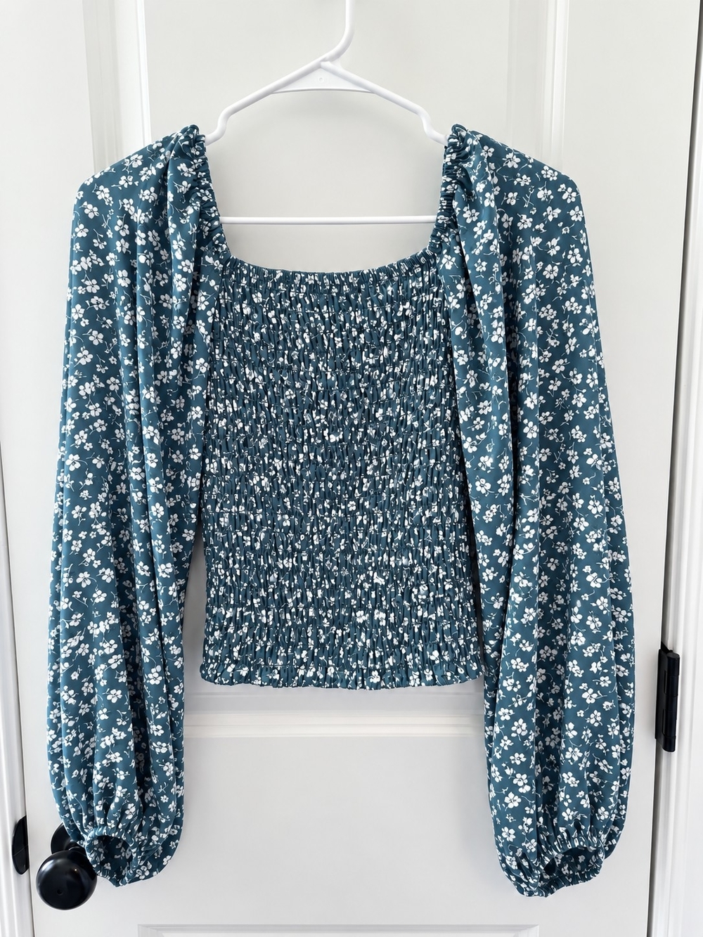 Sienna Sky Teal Floral Smocked Crop Top